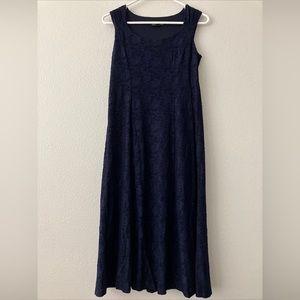 Susan Graver Pet Burnout Knit Sleeveless Midi Dress - Navy (sz XXSP) A600425